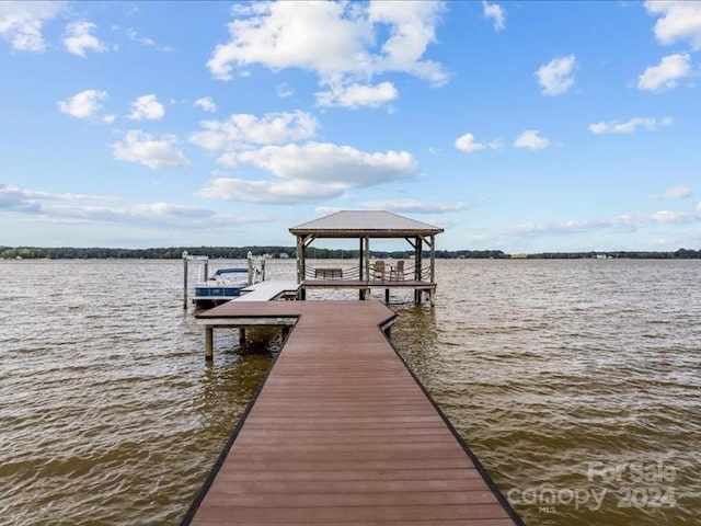 view of dock featuring a water view