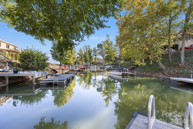 view of dock featuring a water view