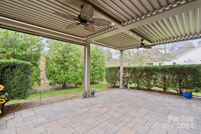 view of patio / terrace featuring ceiling fan