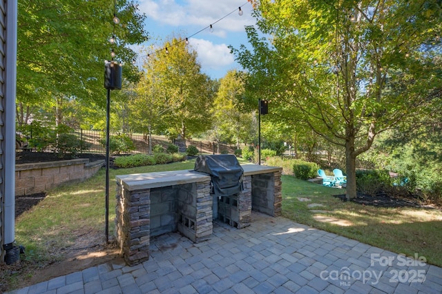 view of patio / terrace featuring area for grilling and exterior bar