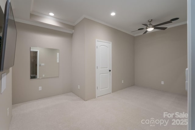 interior space featuring crown molding and ceiling fan