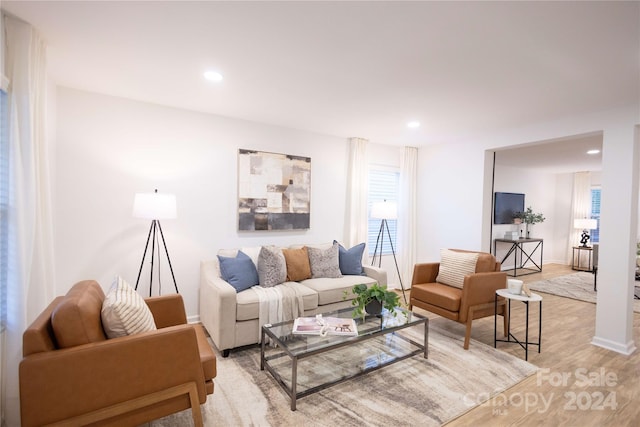 living room with light wood-type flooring