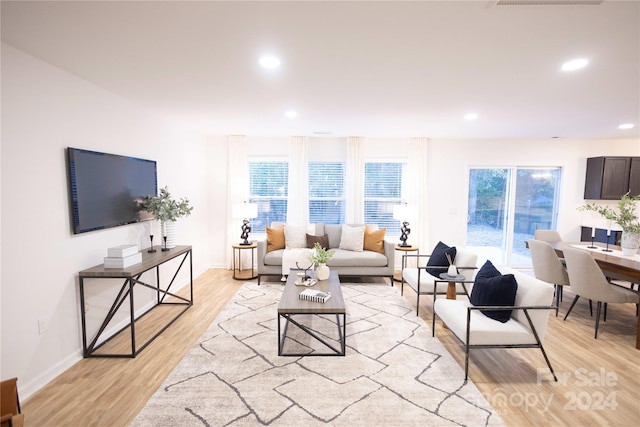 living room featuring light wood-type flooring