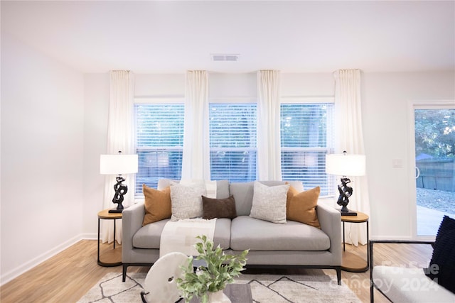 living room featuring light hardwood / wood-style flooring