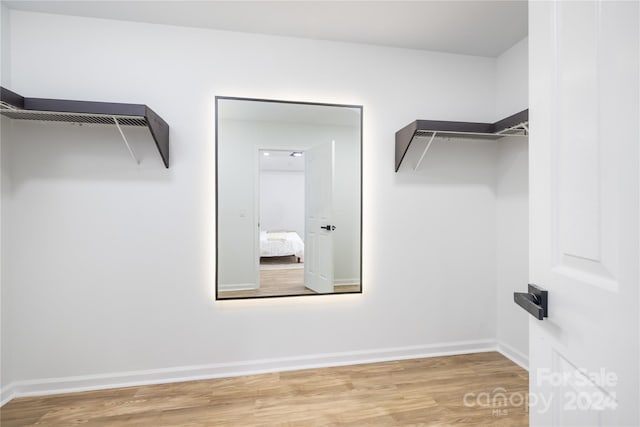 walk in closet featuring hardwood / wood-style flooring