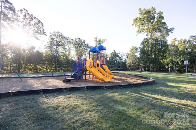 view of playground featuring a yard