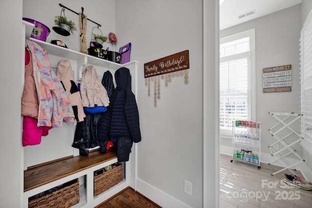 mudroom featuring wood-type flooring