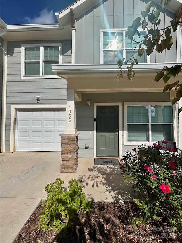 entrance to property with a garage