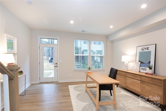 office featuring light hardwood / wood-style floors