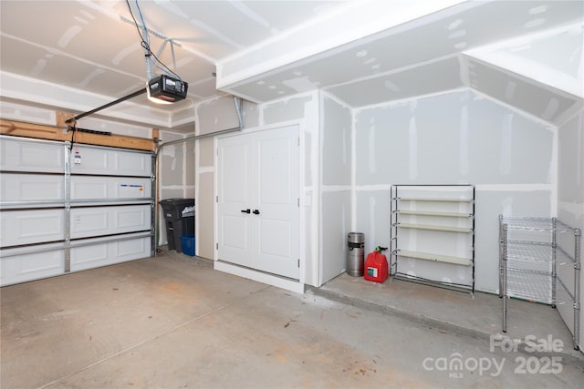 garage with a garage door opener