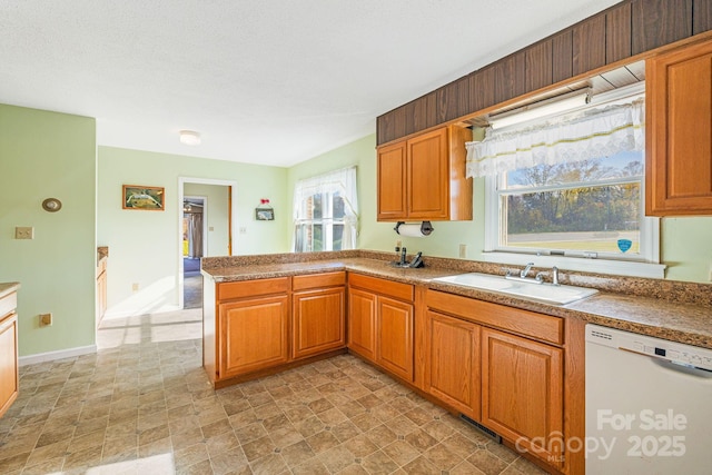 kitchen with dishwasher, sink, and kitchen peninsula