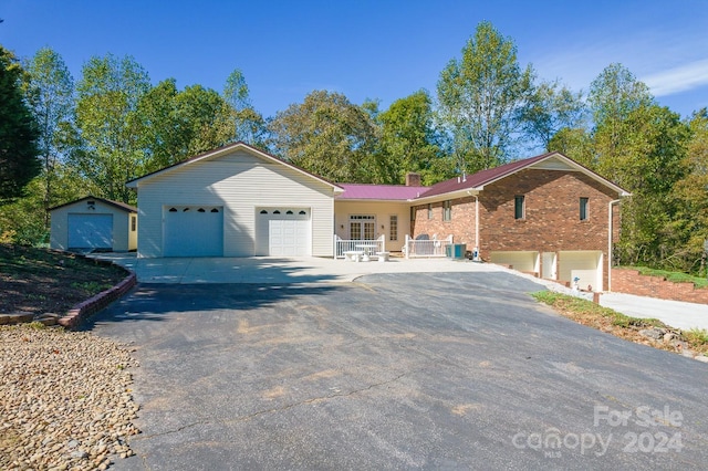 single story home with a garage