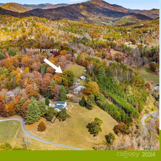 bird's eye view with a mountain view