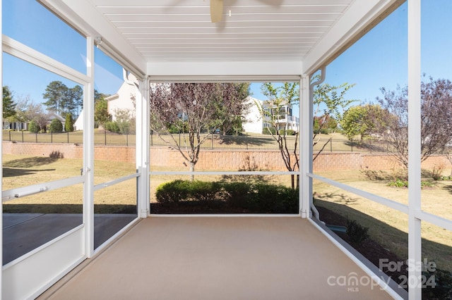 view of unfurnished sunroom