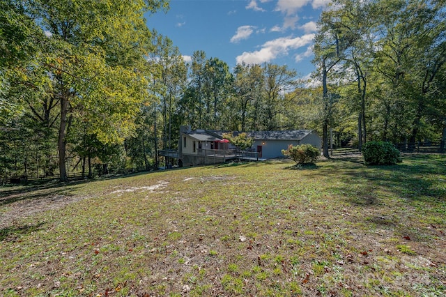 view of yard with a deck