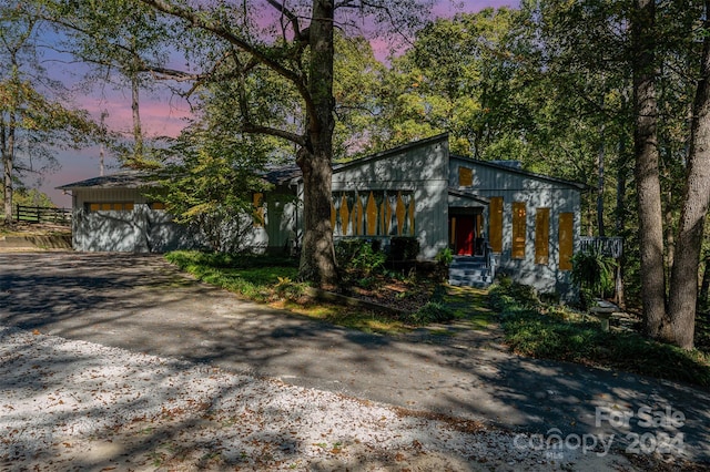 view of front of property with a garage