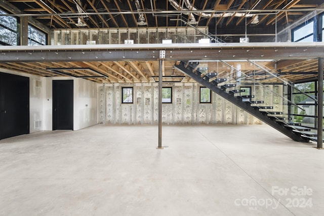 basement with a healthy amount of sunlight