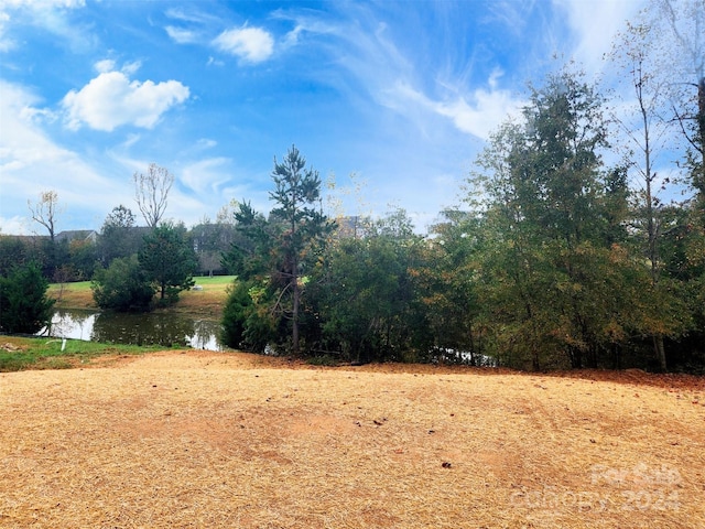 view of yard with a water view