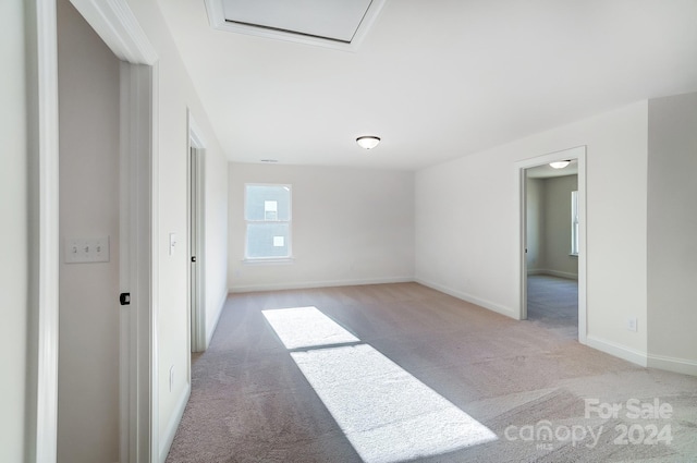 spare room featuring light colored carpet