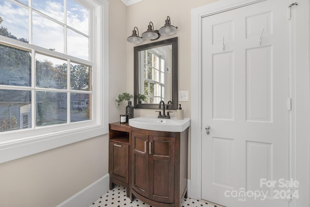 bathroom with a wealth of natural light and vanity