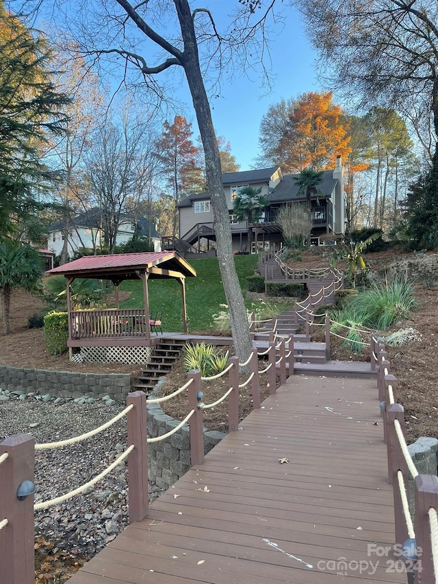 dock area featuring a gazebo