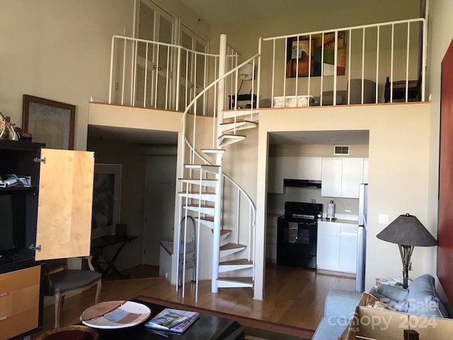 living room with hardwood / wood-style flooring