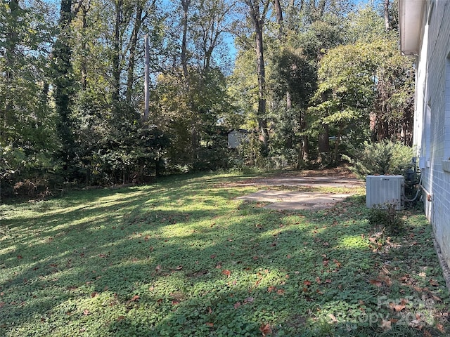 view of yard featuring central air condition unit