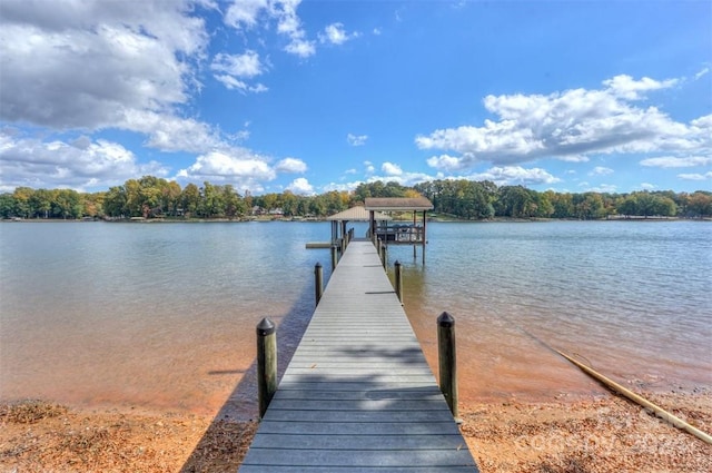 dock area featuring a water view