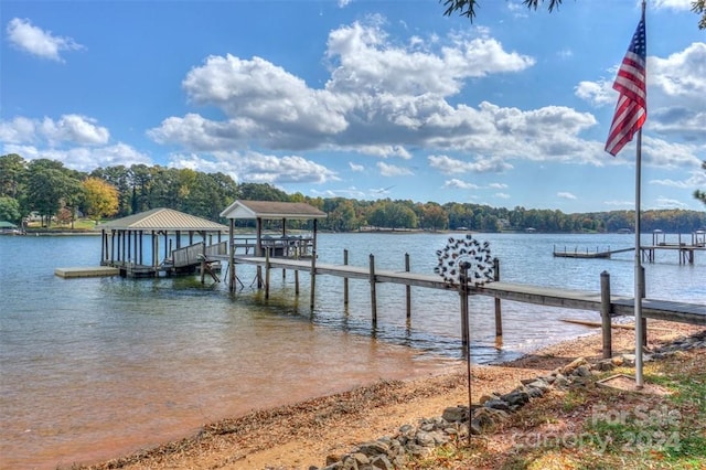 dock area featuring a water view