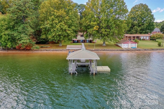 view of dock featuring a water view