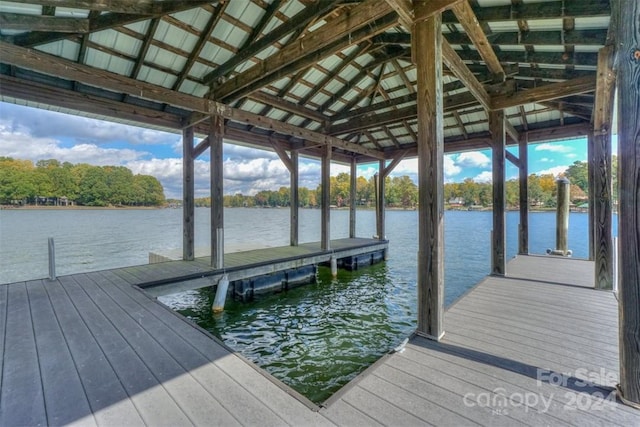 dock area with a water view