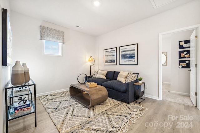 living room featuring light wood-type flooring