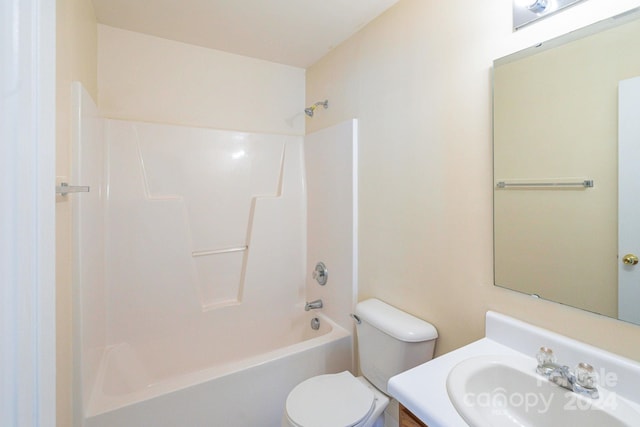 full bathroom with shower / washtub combination, toilet, and vanity