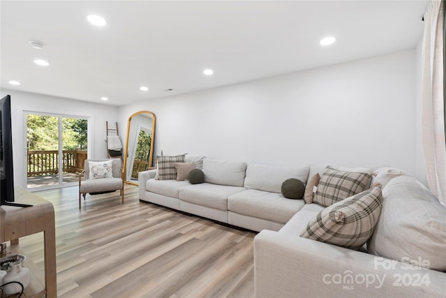 living room featuring light wood-type flooring