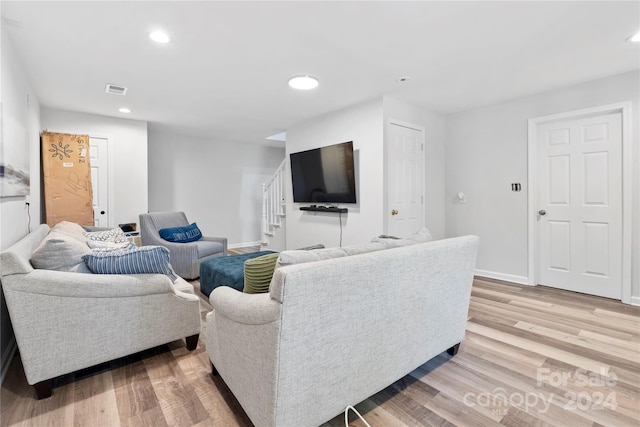 living room featuring light wood-type flooring