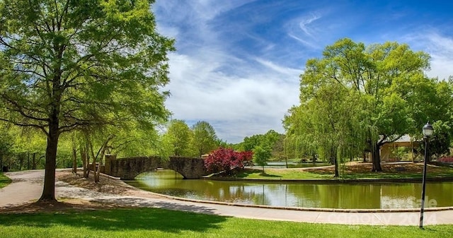 view of community featuring a water view