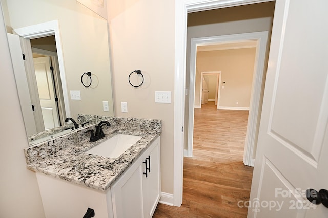 bathroom featuring vanity and wood-type flooring