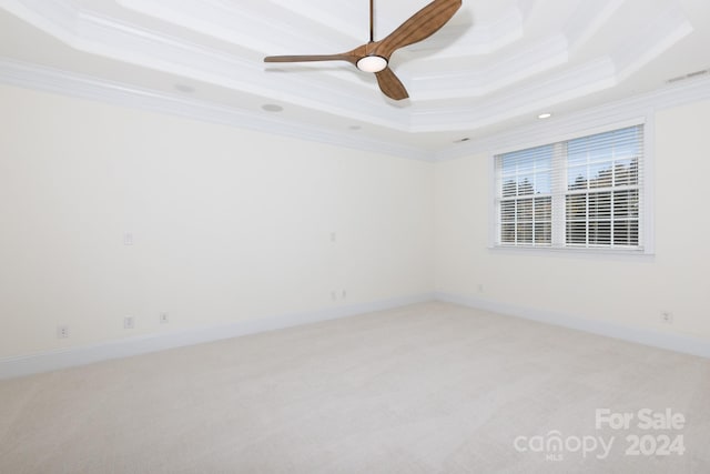 unfurnished room featuring crown molding and a tray ceiling