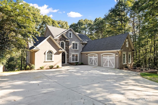 view of front of property featuring a garage