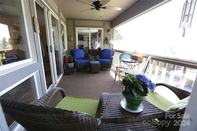 balcony with ceiling fan