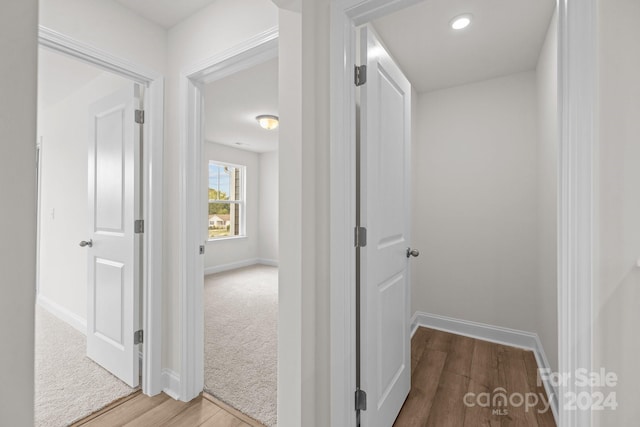 hall featuring light hardwood / wood-style flooring