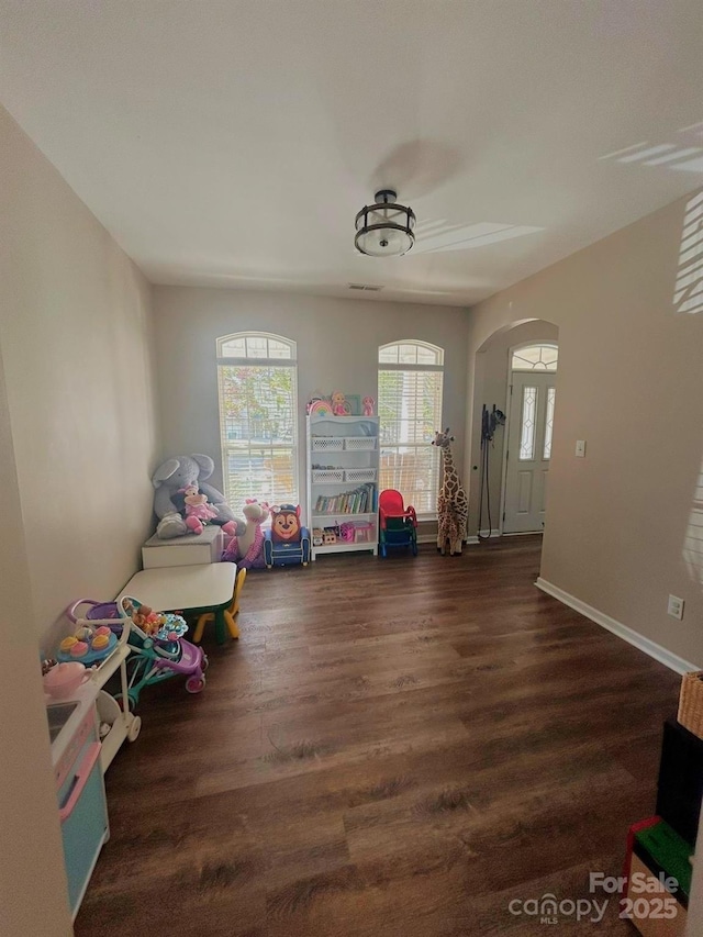 rec room featuring dark hardwood / wood-style flooring