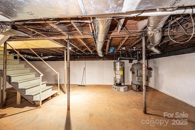 basement with gas water heater