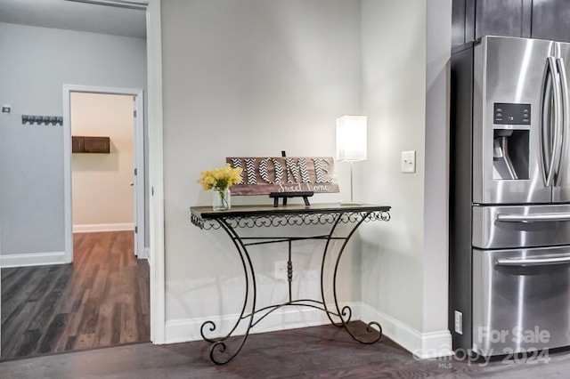 interior space with dark wood-type flooring