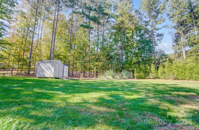 view of yard with a storage unit