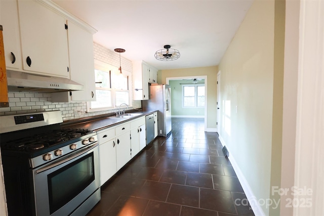 kitchen with white cabinets, sink, and appliances with stainless steel finishes