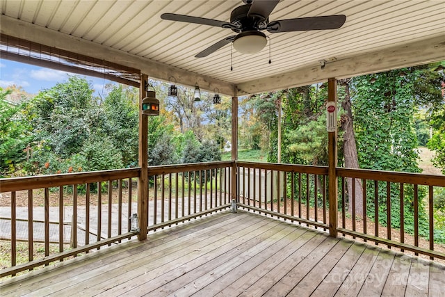 deck featuring ceiling fan