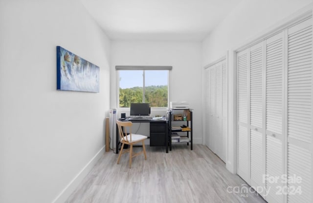 office featuring light wood-type flooring