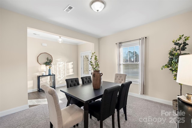 dining area featuring carpet