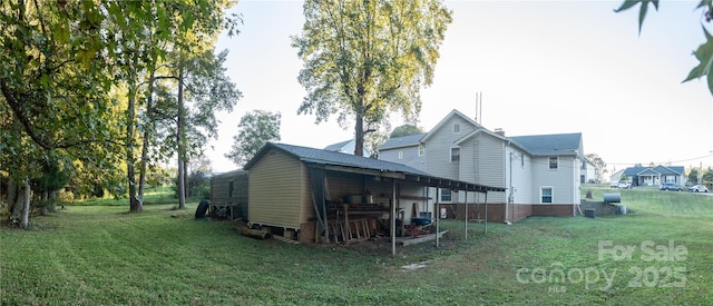 view of property exterior with a lawn